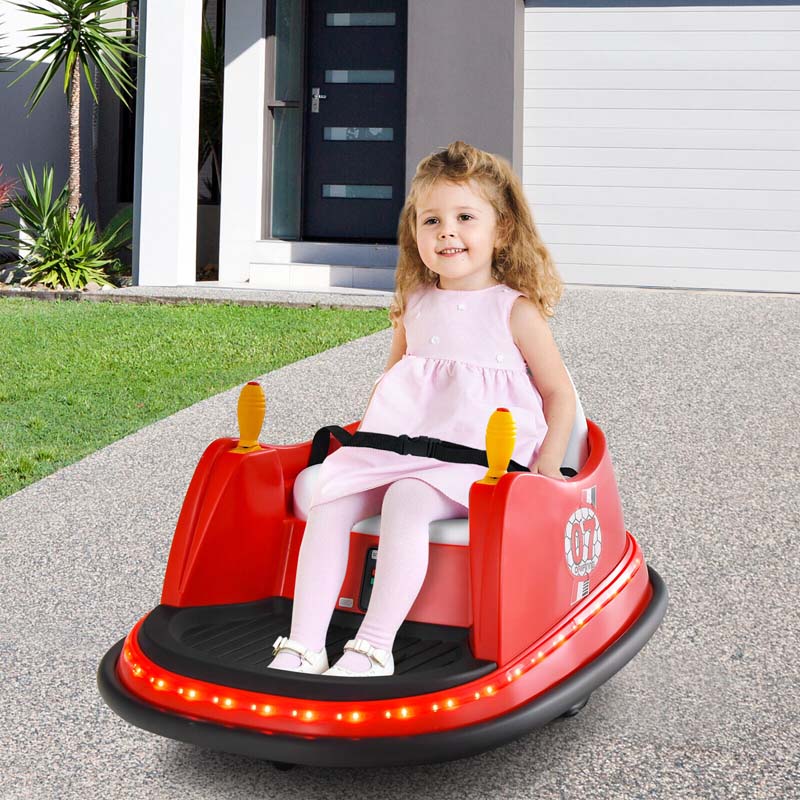 12V Toddler Bumping Car Battery Powered Baby Ride On Bumper Car With Dual Joysticks Flashing Led Light Amp 360 Degree Spin