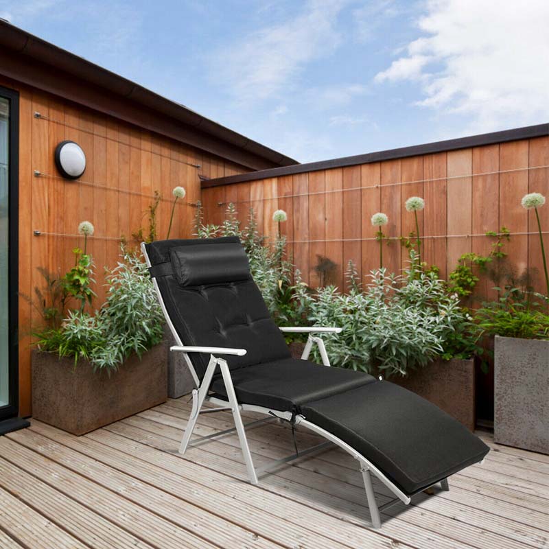 7 Position Folding Outdoor Chaise Lounge Chair Lightweight Patio Pool Chair Sun Lounger With Cushion Amp Pillow - Comfortable And Ergonomic Design